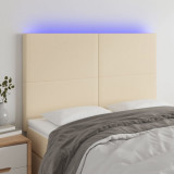 Tablie de pat cu LED, crem, 144x5x118/128 cm, textil GartenMobel Dekor, vidaXL