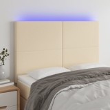 Cumpara ieftin Tăblie de pat cu LED, crem, 144x5x118/128 cm, textil