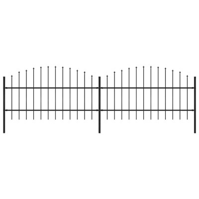 vidaXL Gard de grădină cu v&amp;acirc;rf suliță, negru, (0,75-1) x 3,4 m, oțel foto