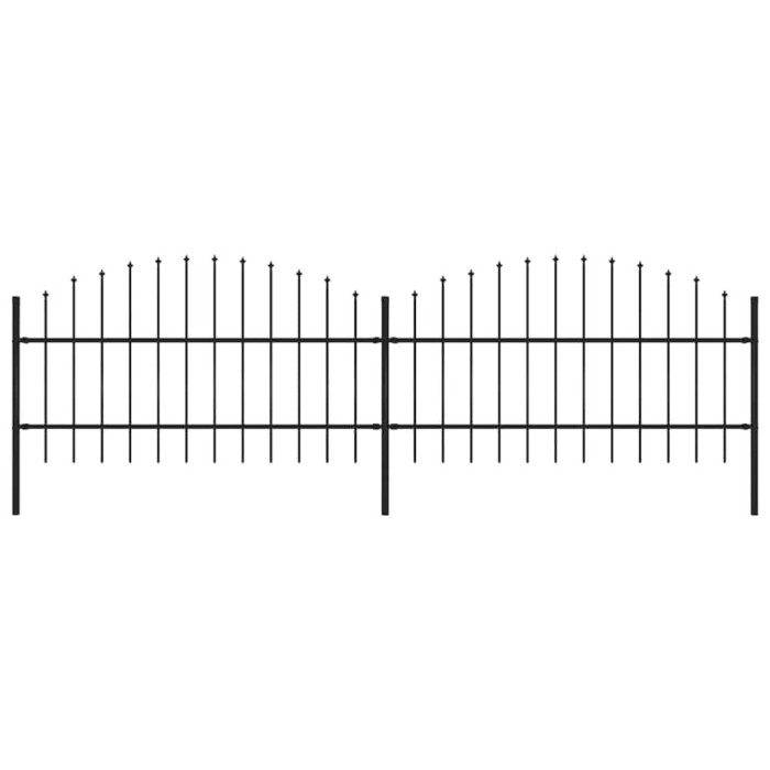 vidaXL Gard de grădină cu v&acirc;rf suliță, negru, (0,75-1) x 3,4 m, oțel