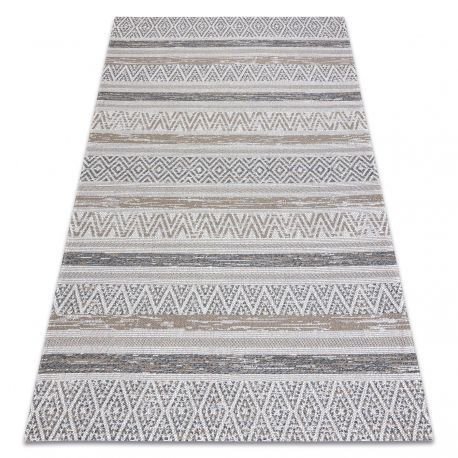 Covor CASA ECO SISAL Boho Zig zag 2806 cremă / taupe, covor reciclat, 114x170 cm