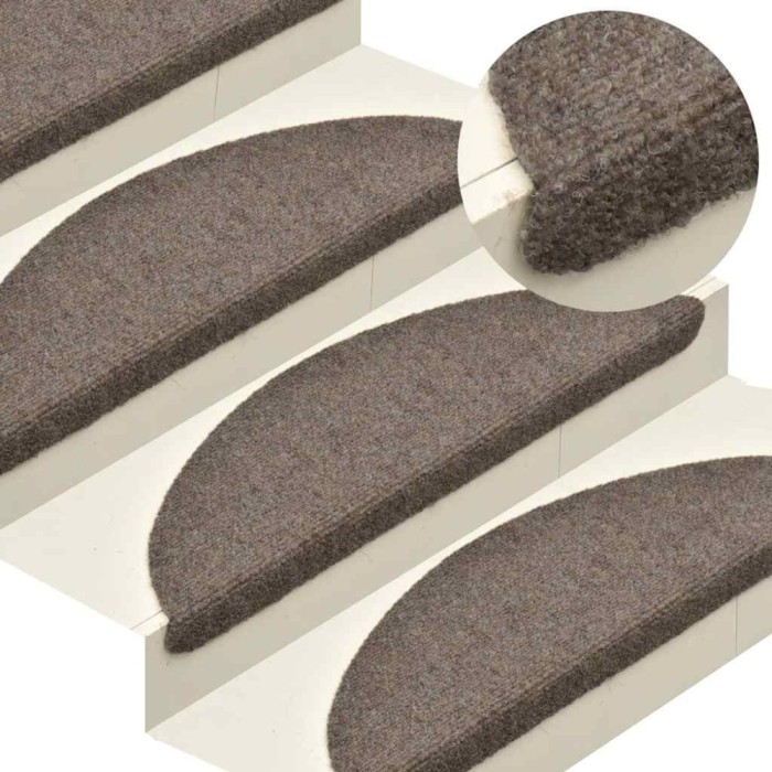 vidaXL Covorașe autoadezive pentru scări, 5 buc., 65x21x4 cm, bej, semirotunde, mari