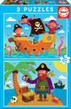 Puzzle 2 in 1 20 20 piese Pirates, Educa