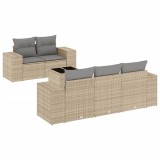 Cumpara ieftin Set canapele de gradina cu perne, 6 piese, bej, poliratan