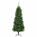 Set brad de Crăciun artificial cu LED-uri/globuri verde 240 cm