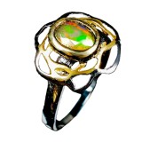 Cumpara ieftin Inel bijuterie din argint 925 floare cu opal negru