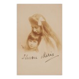Principesele Mignon și Ileana, fotografie tip carte poștală, cu semnături olografe, atelier Fr. Mandy