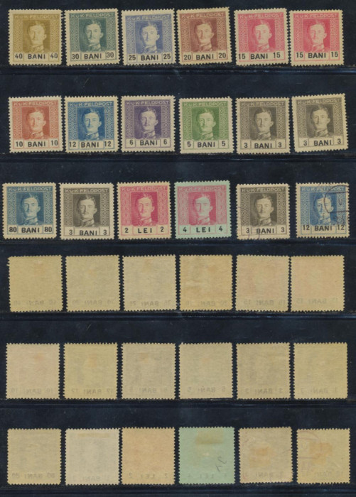 Ocupatia austriaca in Romania 1917 lot 18 timbre - emisiunea II (fond alb)