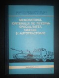 Memoratorul ofiterului de rezerva. Specialitatea tancuri si autotractoare