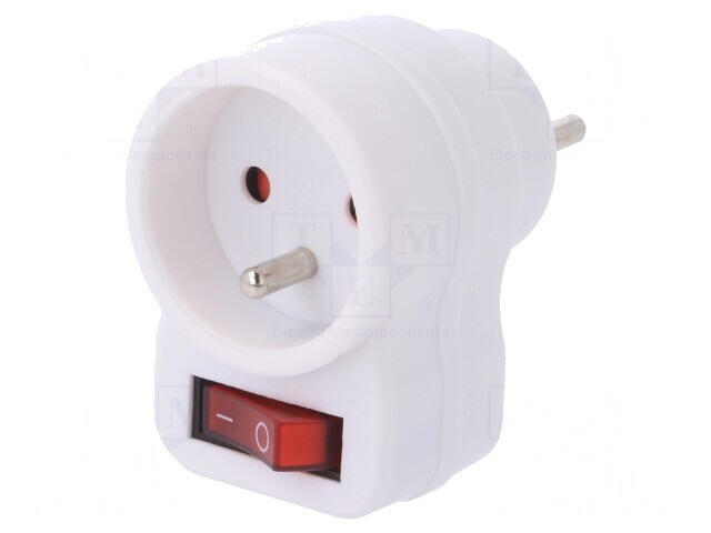 Conector Alimentare AC Splitter 2P PE Alb 250V 10A