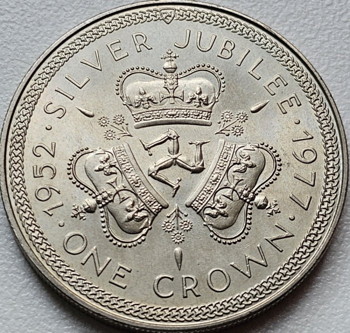 1 Crown 1977 Isle of Man / Insula Man, Silver Jubilee, km#41