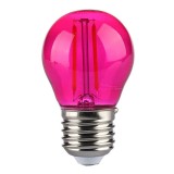 Bec LED G45 E27 2W cu filament lumina roz V-tac SKU-217410, Vtac