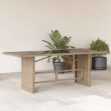Gossi masa gradina cu blat din sticla, bej, 190x80x75 cm, poliratan