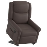 Scaun reclinabil electric, maro strălucitor piele artificială