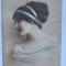 Carte poștală veche 1915 &ndash; portret femeie colorizat manual &ndash; timbru Carol I