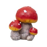 Ciuperca decorativa pentru gradina, din rasina, H 20cm, cu 2 pui / ZTS 8068