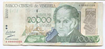 Venezuela 20.000 Bolivares 24.08.1998 - A86684358, B11, P-82 foto