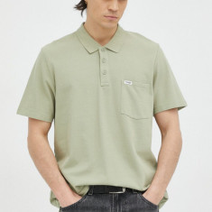 Wrangler polo de bumbac culoarea verde, neted