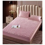Cumpara ieftin Husa pentru saltea tip topper cu elastic + 2 Fete de perna catifea, Roz Pudra 180x200cm - JOJ560