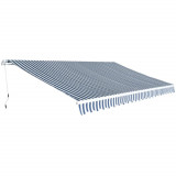 Cumpara ieftin Copertină pliabilă acționată manual, 500 cm, albastru și alb