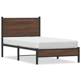 Cumpara ieftin Cadru pat metalic cu tablie, stejar maro, 80x200 cm