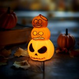 Decoratiune luminoasa de Halloween - dovleac - LED alb cald - 12 x 7,5 cm - 3 x LR1130