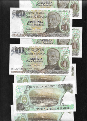 Argentina 50 pesos argentinos 1983(85) unc pret pe bucata foto