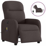 vidaXL Fotoliu electric de masaj rabatabil, maro &icirc;nchis, textil