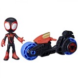 Set figurina - Spidey And His Amazing Friends - Miles Morales: Spider-Man cu motocicleta | Hasbro