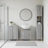 Cumpara ieftin Set de cabinet pentru baie cu 3 piese DELFT Sonoma gri