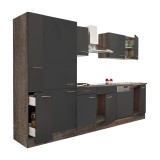 Mobilier Bucatarie Modular Leziter Yorki 310 Antracit Satinat Stejar 300 cm