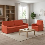 Cumpara ieftin Set de canapea 2 pcs Rosu portocalie Tesatura din corduroy