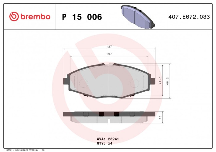 BREMBO P 15 006 PRIME LINE set placute frana,frana disc