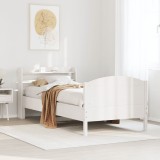 VidaXL Cadru pat fără saltea, alb, 100x200 cm, lemn masiv pin