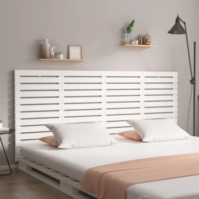vidaXL Tăblie de pat pentru perete, alb, 206x3x91,5 cm, lemn masiv pin 824669 foto