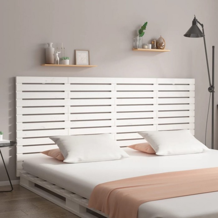 vidaXL Tăblie de pat pentru perete, alb, 206x3x91,5 cm, lemn masiv pin 824669