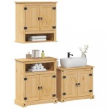 vidaXL Set mobilier de baie &bdquo;Corona&rdquo;, 3 piese, lemn masiv de pin