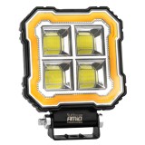 Proiector LED AMiO AWL84 48W 4800lm 12V 24V, Flood, 6500K, light bar galben stabil, 110 x 110 x 38 mm, pentru vehicule utilitare, constructii si