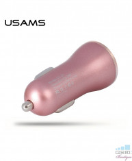 Incarcator Usams Auto Dual USB Charger 2.4 mAh Rose Gold foto