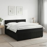 Cumpara ieftin Pat boxspring cu saltea cu headboard Negru 160 x 200 cm Catifea