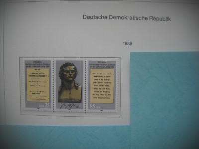 HOPCT TIMBRE MNH 1268 DISCURSUL FRIEDRICH SCHILLER-2 VAL-1989-GERMANIA DDR/RDG foto