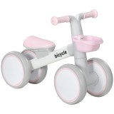 AIYAPLAY Bicicletă de echilibru pentru copii 4 roți șa reglabilă, ghidon ergonomic aliaj aluminiu PP, copii 1-3 ani - Gri Alb Roz | Aosom Romania