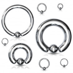 Piercing din oțel - cerc și bilă de culoare argintie, lățime 0,8 mm - Grosime x diametru x dimensiune bilă: 0,8 x 11 x 4 mm