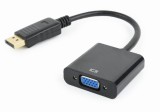 CABLU video GEMBIRD, adaptor DisplayPort (T) la VGA (M), 10cm, rezolutie maxima Full HD (1920 x 1080) la 60Hz, negru, &quot;A-DPM-VGAF-02&quot; (timbru verde 0.