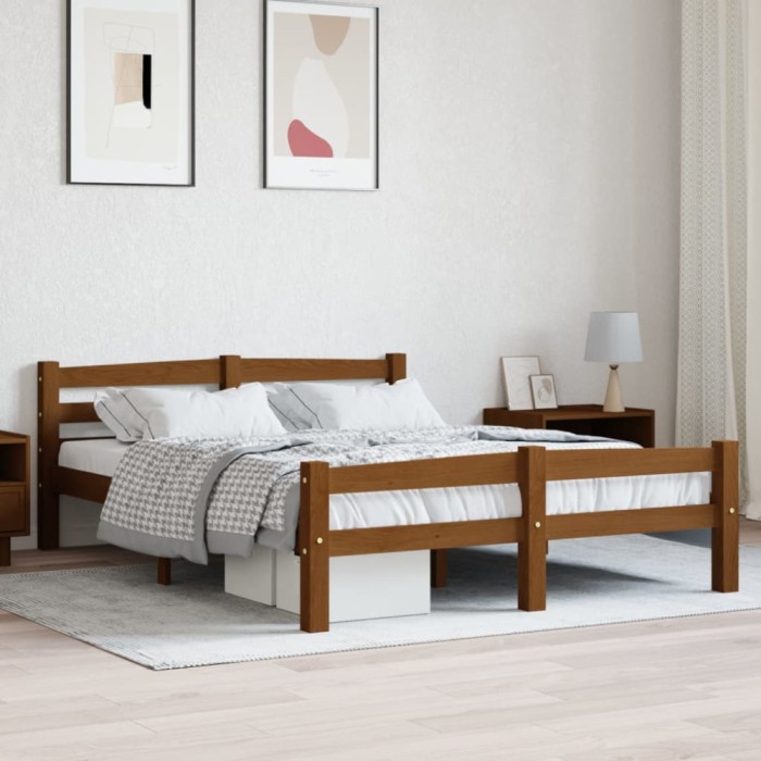 vidaXL Cadru de pat, maro miere, 120x200 cm, lemn masiv de pin 322077