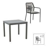 Cumpara ieftin Set masa si scaune 3 buc de gradina Kliton-Kherson Pako World Antracit 80x80x74 cm