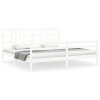 Cadru pat cu tablie 200x200 cm, alb, lemn masiv
