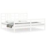 Cumpara ieftin Cadru pat cu tablie 200x200 cm, alb, lemn masiv