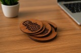 Set 4 Suporturi Pahare Lemn/Acrilic, Design Elegant, Protectie Mese, Personalizabile, 9cm Diametru, Acasa/Birou