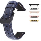 Curea din piele naturala, compatibila Apple Watch 9|8|7|6|5|4|3|2|1 Series, 49mm|45mm|44mm|42mm, Albastru